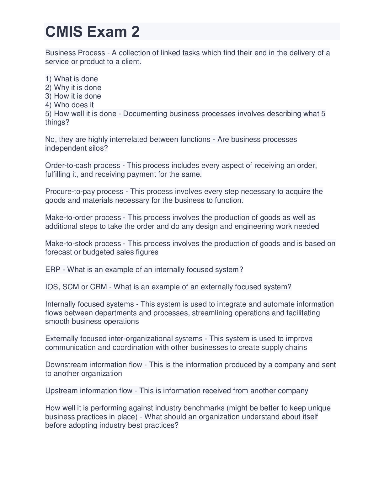 Preview image for CMIS Exam 2 | 108 Questions And Answers